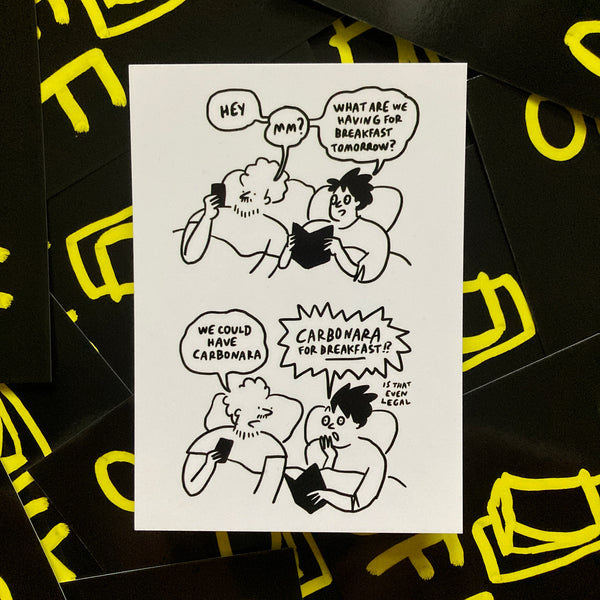 CARBONARA FOR BREAKFAST comic postcard