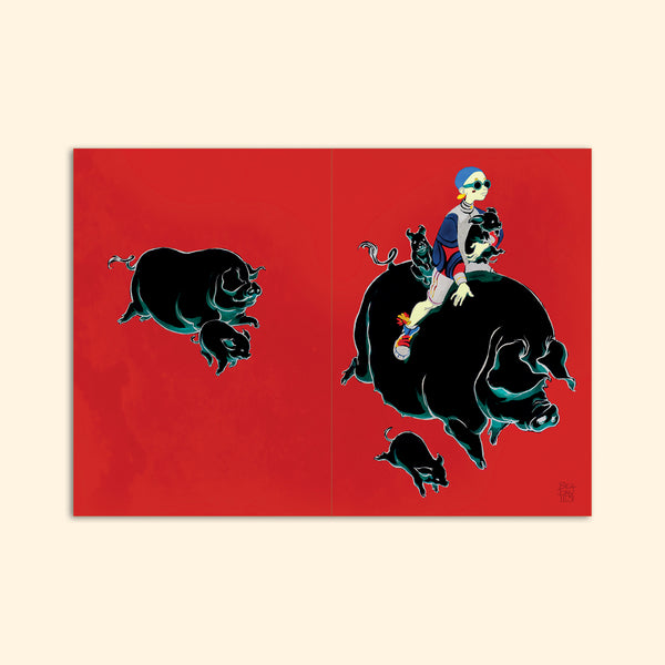 PIG RUN greeting card