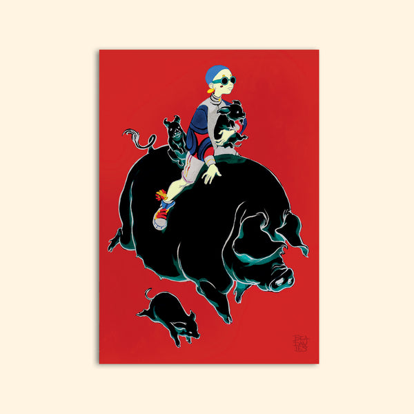 PIG RUN greeting card