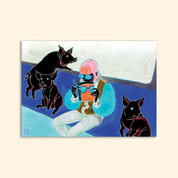 UNDERGROUND PIGS postcard