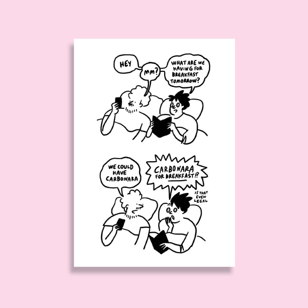 CARBONARA FOR BREAKFAST comic postcard