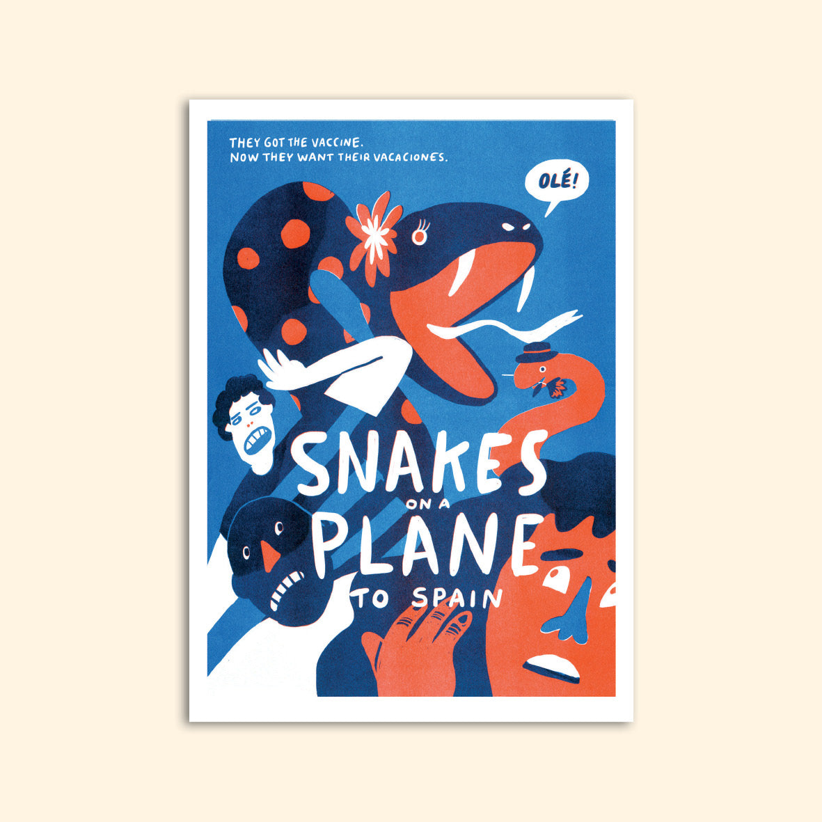 SNAKES ON A PLANE TO SPAIN postcard