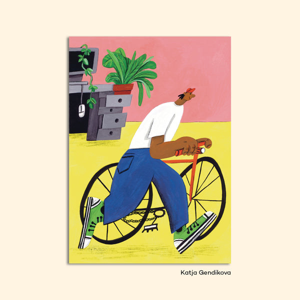 Postcard "Cyclist" by Katja Gendikova